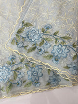 Phulkari NetKota embroidery saree - MSH126 PowderBlue