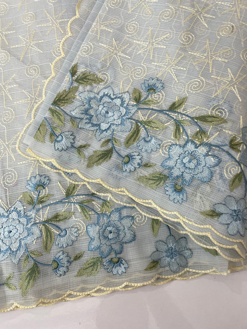 Phulkari NetKota embroidery saree - MSH126 PowderBlue