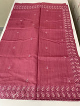 Semi tussar saree with cutwork MSHK566 BerryPink