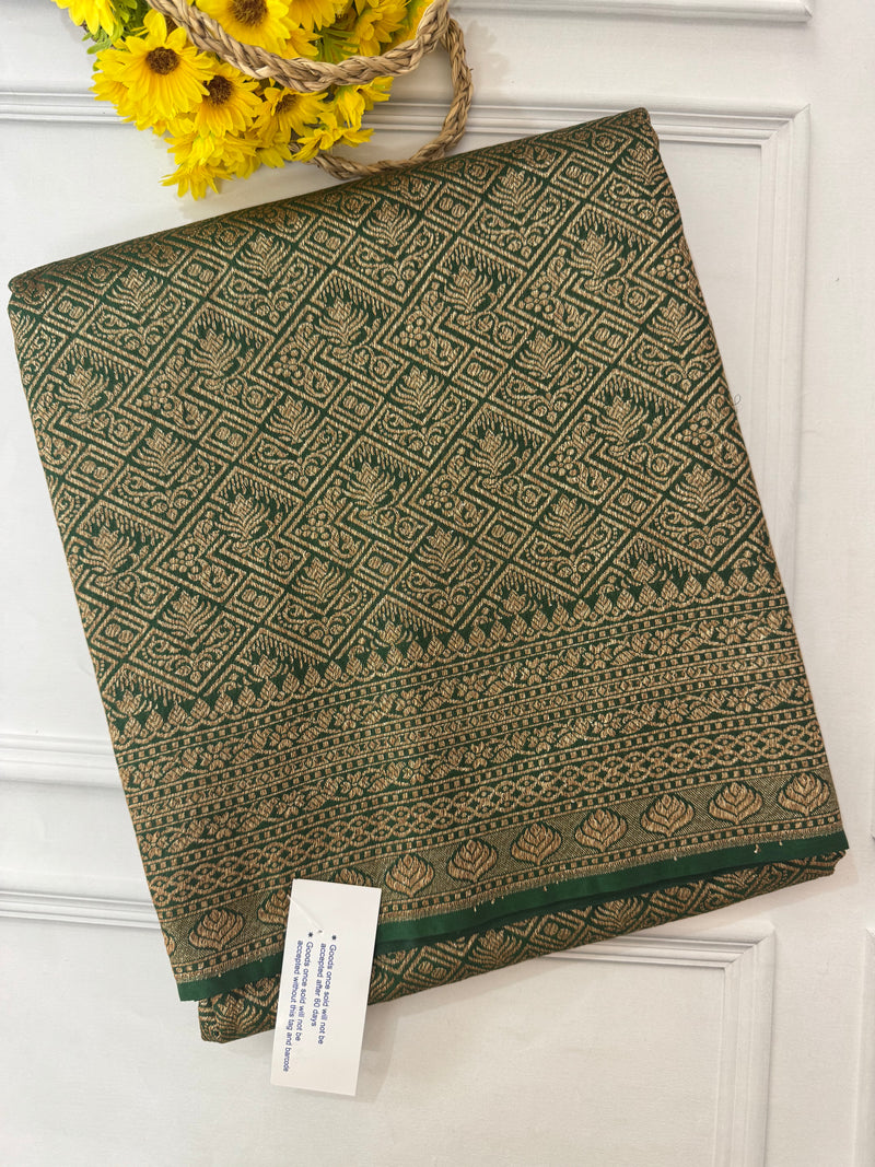 Banarasi semi katan saree SHKNSNM BottleGreen