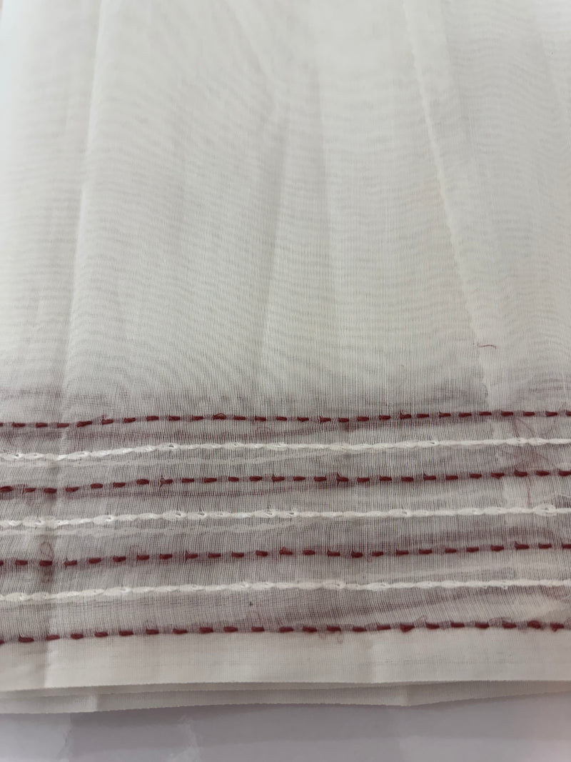 Kota Chanderi saree with kanta embriodery borders and  applique work on pallu MCBS699- White to DuskyPeach