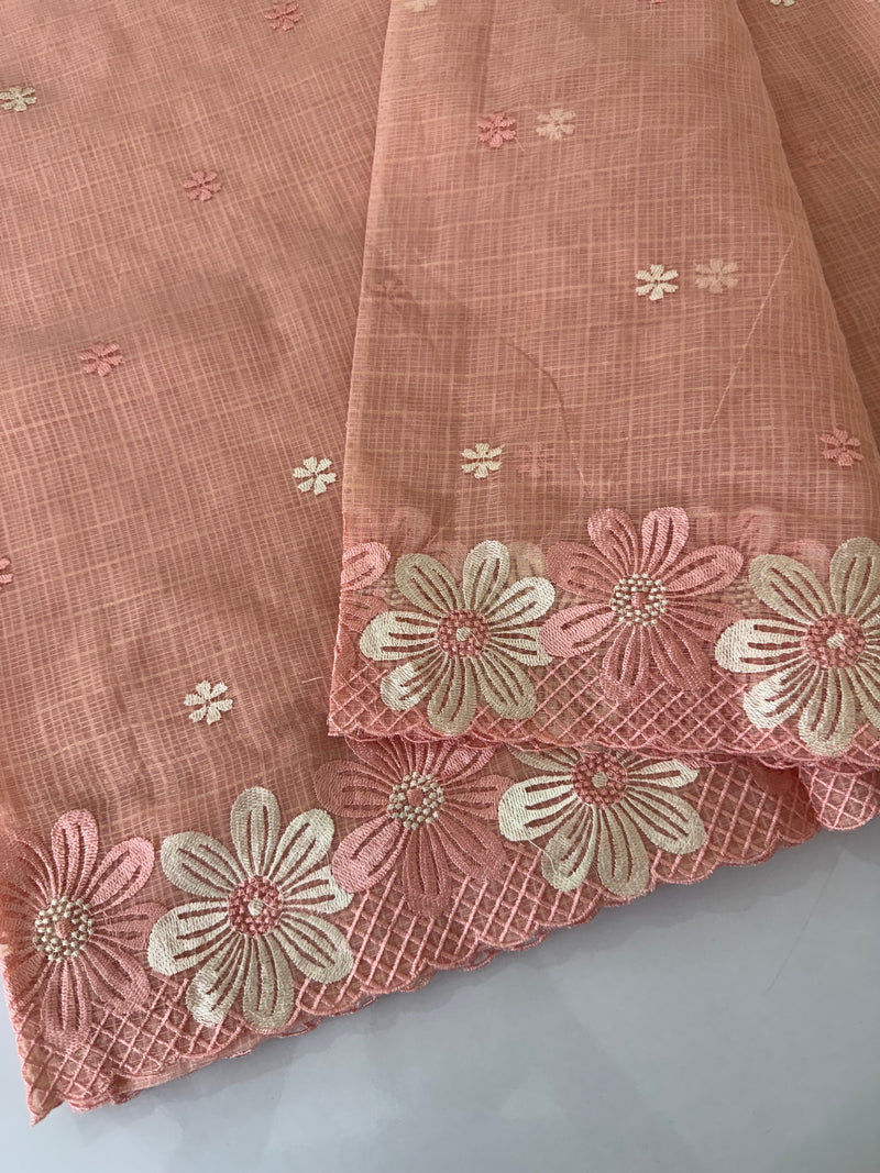 Kota saree with embriodery work MKAS37 Peach