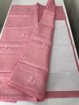 Kota  checks saree with embroidery - MS7679 Pink