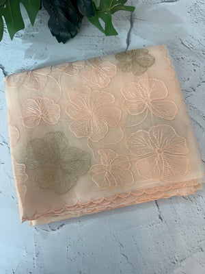 Viscose organza saree with thread work - MSH925 Peach 2