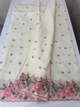Mul chanderi embriodery saree with scalloped borders MSH176