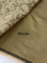 Blended tussar silk saree with embroidery- MSH158 DuskyOlive