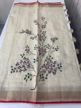 Tissue linen saree with handpainting and kanta work blouse MS14462 (8)