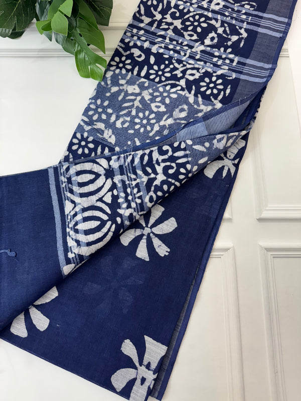 Indigo Semi linen saree MLS871