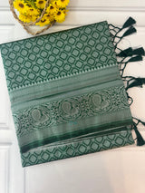 Brocade Banarasi silver weaving soft silk saree MS126771 DarkGreen