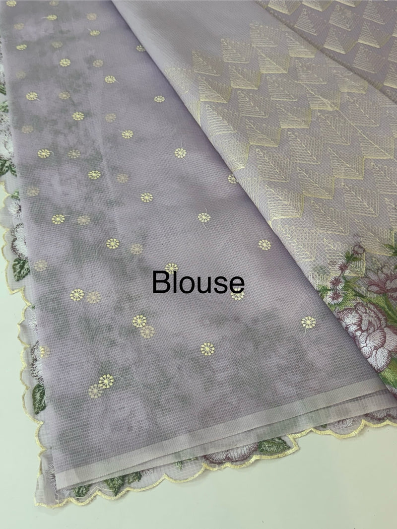 Phulkari NetKota embroidery saree - MPKS905 Lavender