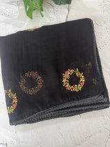 Crush chiffon saree with embroidery MCH345 Black
