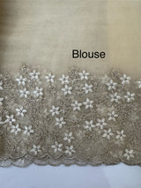 Crush tissue Organza saree with embroidery work MS14791- Beige