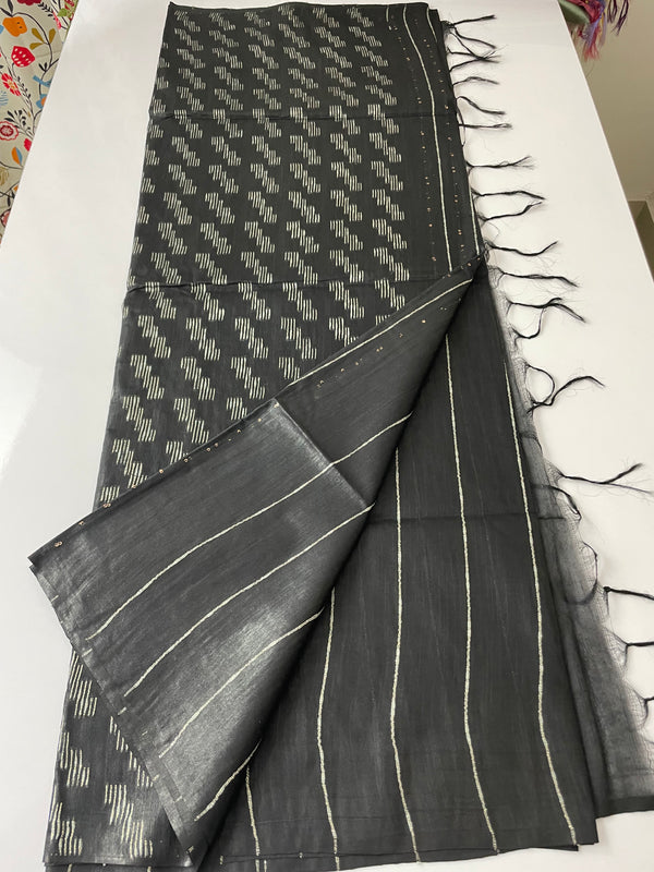 Kota staple silk saree with thread work MKST537 Black