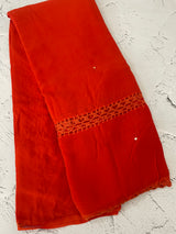 Chiffon georgette saree with corchet work - MS7633 DarkOrange