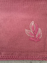 Kota  checks saree with embroidery - MS7679 Pink