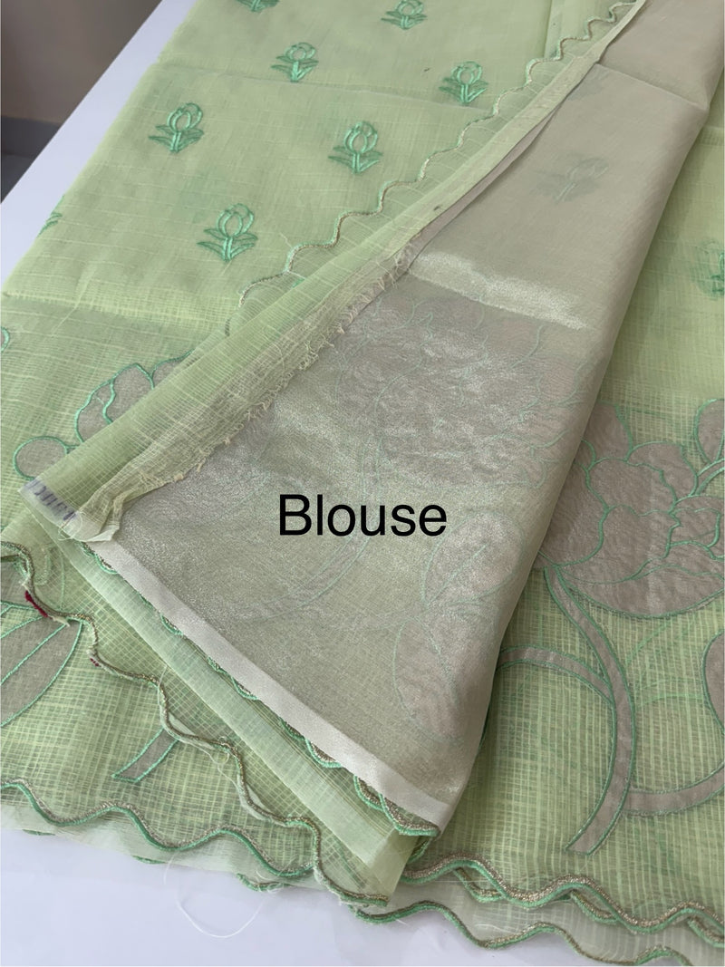 NetKota saree with tissue applique work MS15145 - PastelGreen