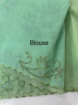 Moonga checks saree with Net Applique borders  MSH157 PistaGreen