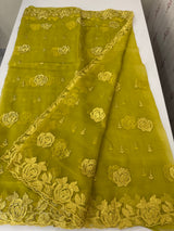 Soft Crush Organza-Chiffon saree with embroidery and cutdana work - MOS5785