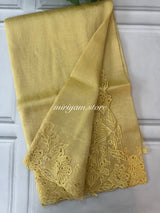 Tissue Organza cutwork sarees FBLK154 Yellow