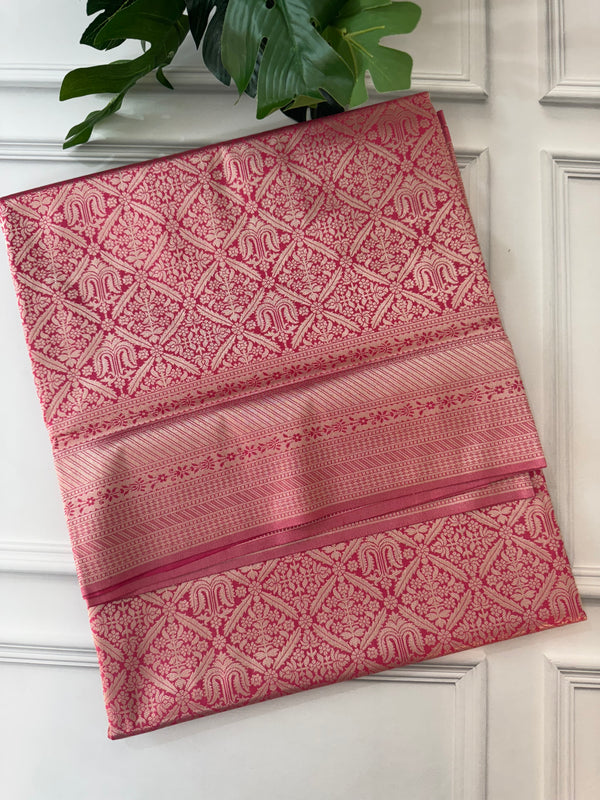 Banarasi semi katan saree MBWS111 - CoralPink