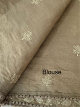 Malai chanderi saree with embroidery work MSM890 Taupe