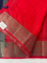 Blended tussar silk sarees with contrast pallu & blouse MTL430