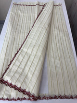 Mul chanderi cotton saree with scalloped borders - MNM131 Maroon