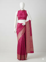 Semi Banarasi Georgette saree MKGS721 RaniPink