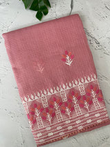 Soft kota checks saree with embroidery - MS7645 PeachyPink