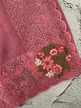 Glass tissue organza saree with embroidery MSF125 Pink