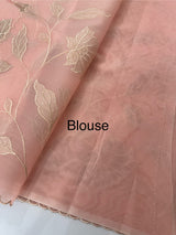 Semi organza saree with tissue appliqué work - MSH906 Peach