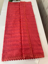 NetKota Hakoba saree with lace border MS6713- Reddish Peach