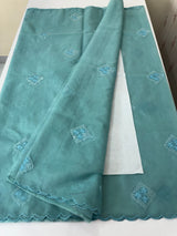 Organza saree with embroidery - MSH375 Blue