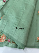 Art tussar saree with embroidery MST677 DustyGreen