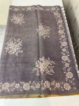 Tissue Linen Saree with applique work MRS890