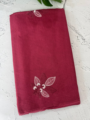 Kota  checks saree with embroidery - MS7679 BerryPink
