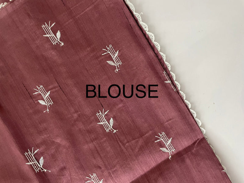 Matka tussar silk saree- MTKA613- DUSKY WINE