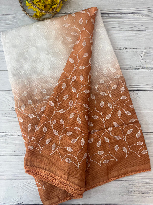 Ombre Soft kota checks saree with embroidery SVTS20
