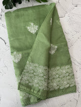 Soft kota checks saree with embroidery - MS7676 Green