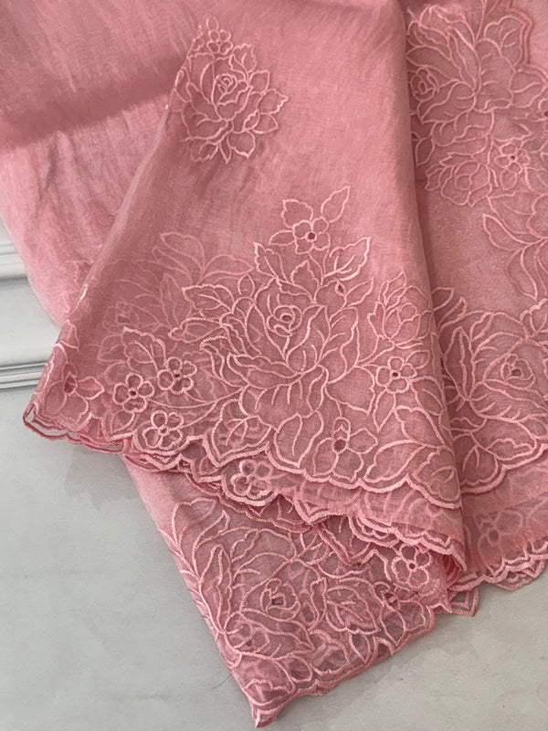Cutwork Tissue Organza saree MS14051- PeachPink