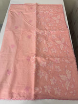 Mul chanderi applique work saree MSH444 - PeachPink