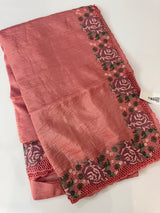 Crush Organza cutwork & embroidery saree MS7544- Peach