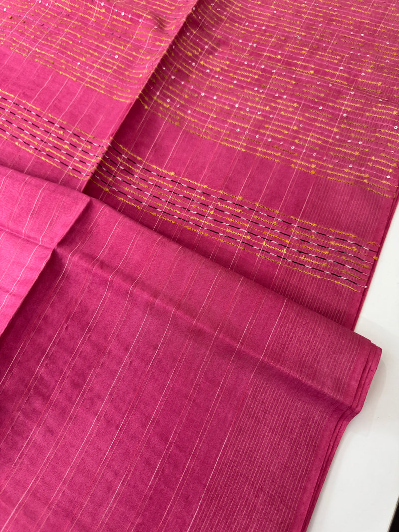 Blended tussar saree with thread work MTS5444