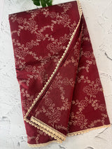 Blended tussar silk saree with embroidery- MSH158 MaroonRed