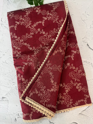 Blended tussar silk saree with embroidery- MSH158 MaroonRed