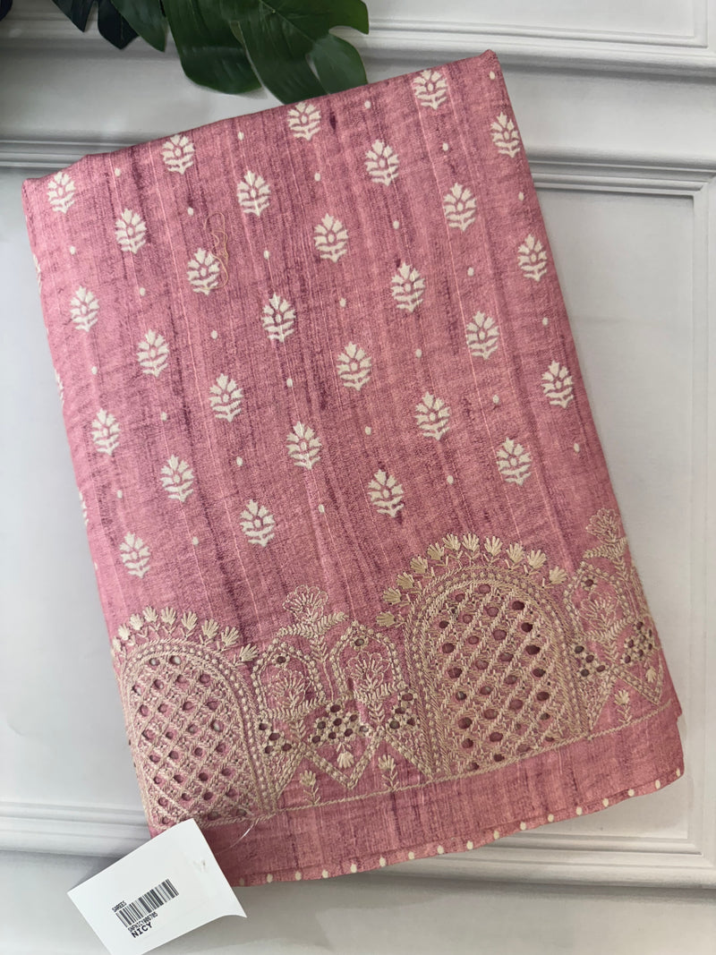 Cutwork blended tussar saree SNFNICY Pink