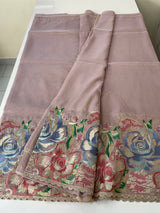 Tissue Georgette - Organza saree with 3d embriodery MS16307