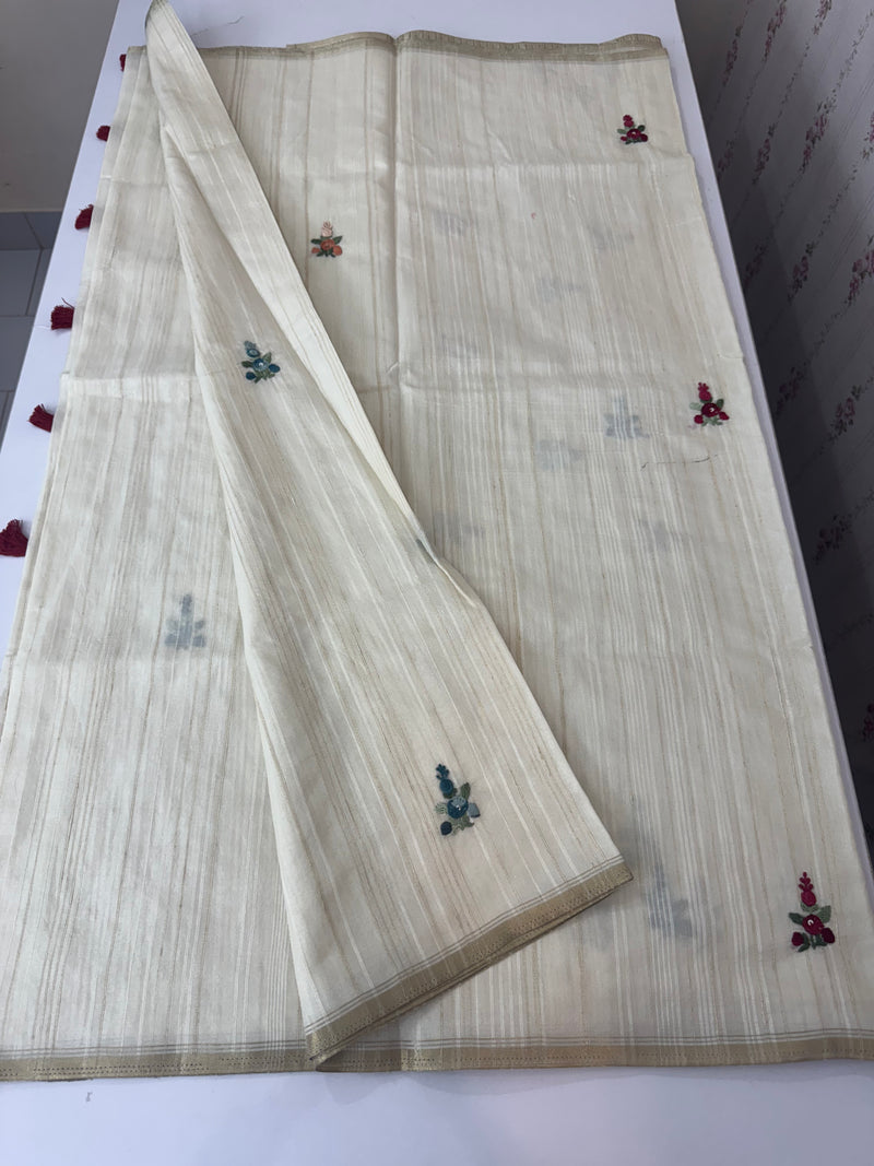 Handworked Blended tussar silk saree MS90543