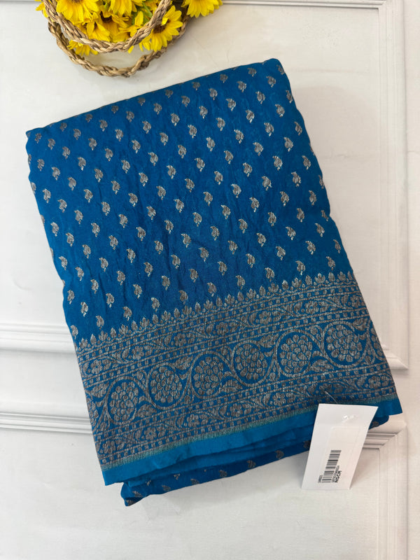 Banarasi viscose Georgette saree MKGS612- CobaltBlue