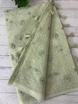 Kota silk saree with embroidery MSH199 - PastelGreen